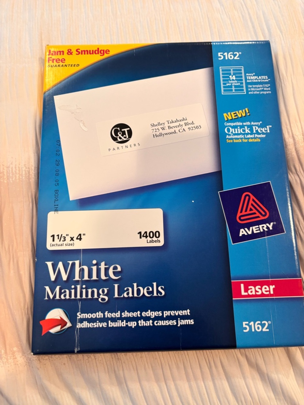 Avery White Mailing Labels 1 1/3" x 4"